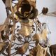 Chandelier hand-forged Hollywood Regency rose leaf decorations