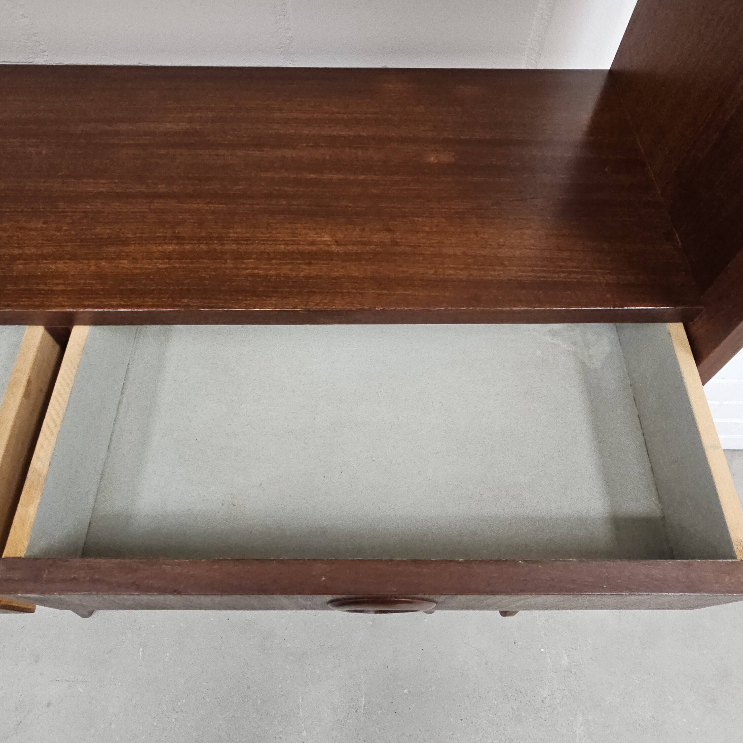 Vintage sideboard wall cabinet with glass sliding doors