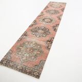 3x13 Pale Red Vintage Runner Rug, 85x388Cm