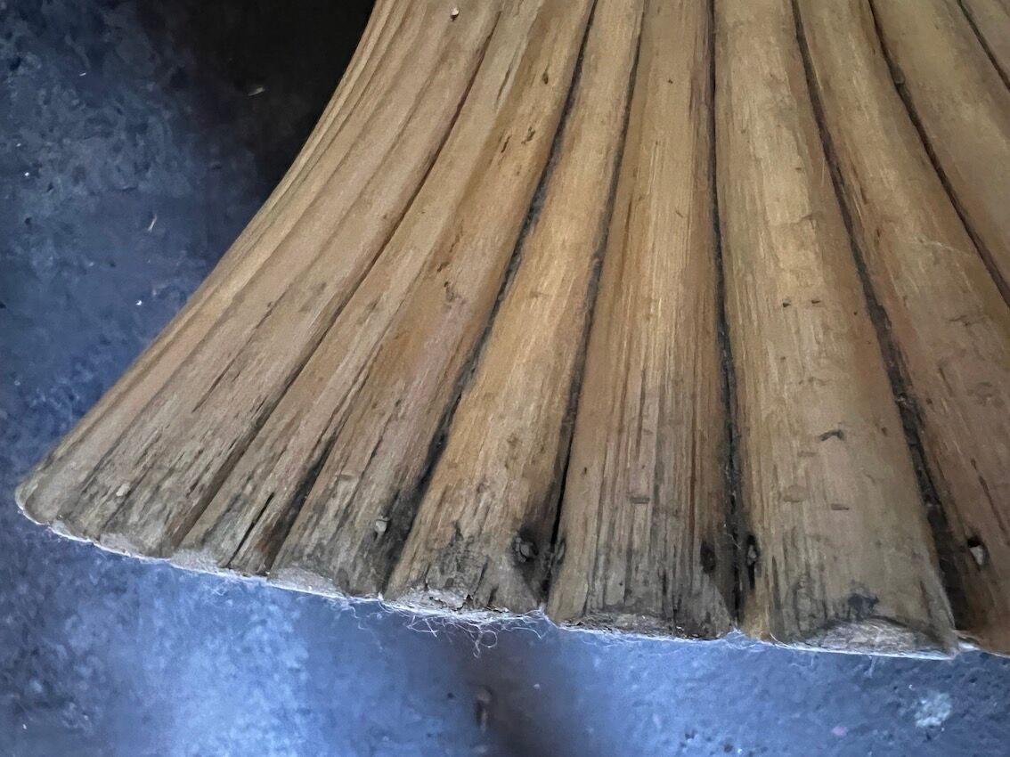 Round coffee table sheaf of rattan wheat by John McGuire