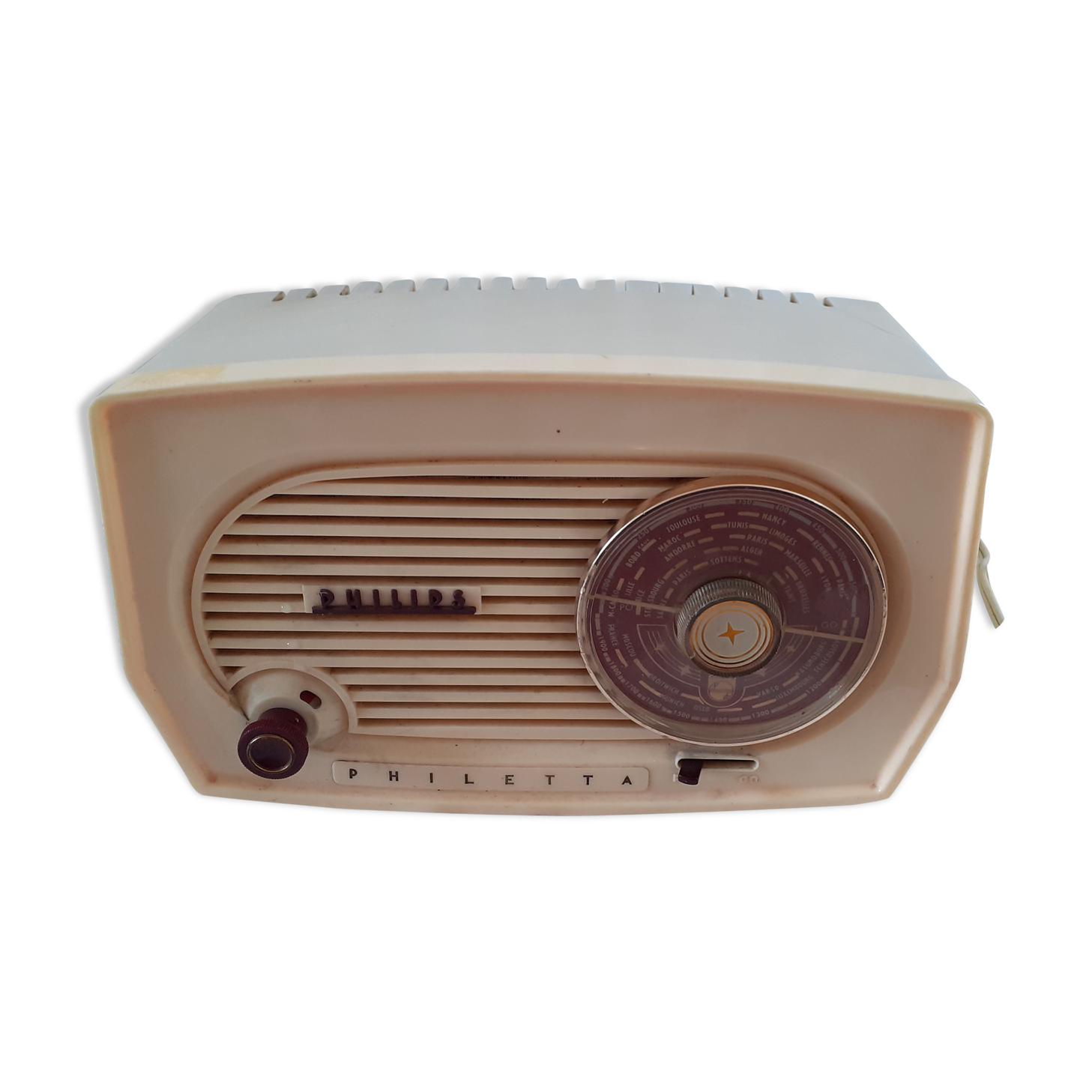 Philips radio station:small model Philetti bakélite creme.