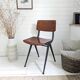 Chaise vintage Mid-Century bois et métal brun gris style danois scandinave