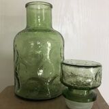 CARAFE Vintage en VERRE Vert de style Empoli à effet 24,5 cm
