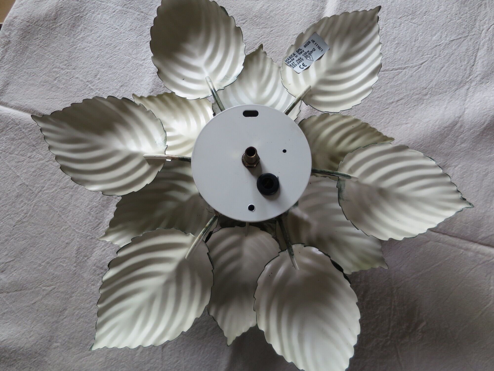 ceiling lamp or wall lamp masca flower leaves metal golden green 40 cm