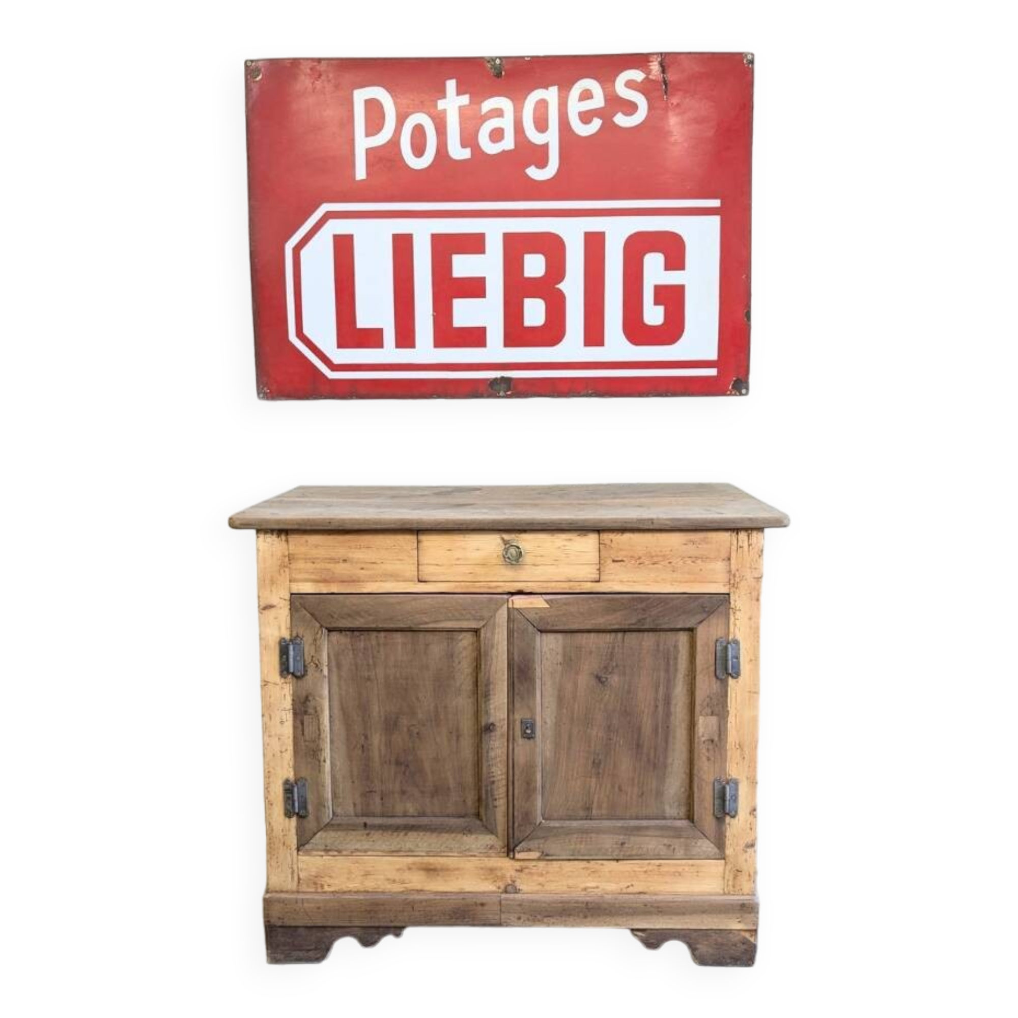 Vintage Raw Wood Buffet Flea Market