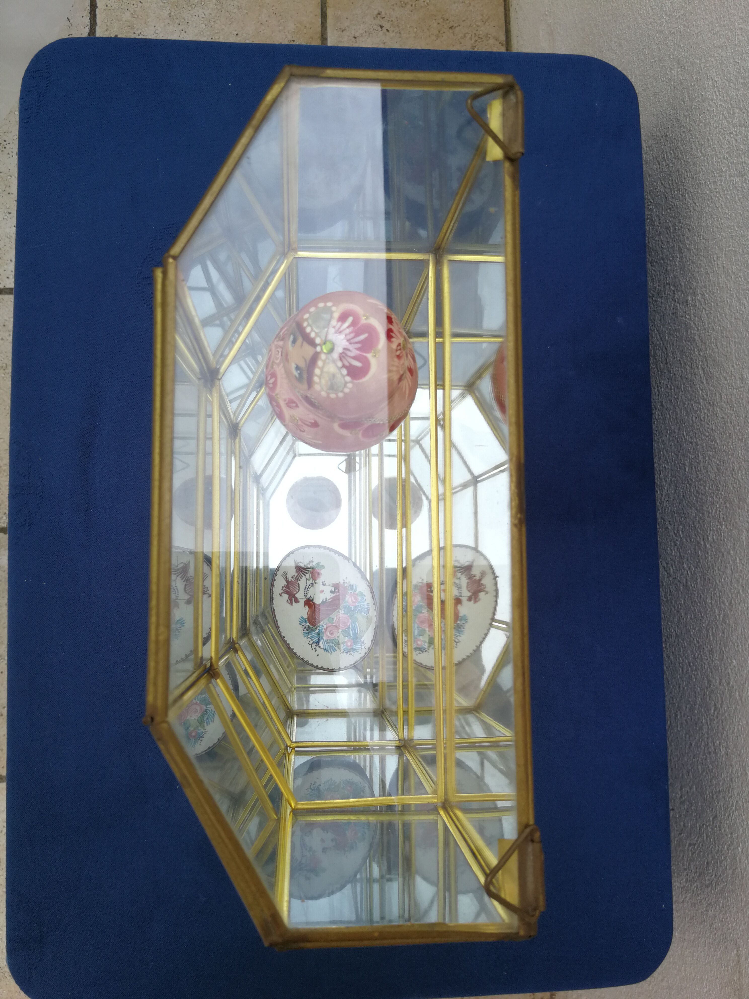 Vintage glass and brass showcase