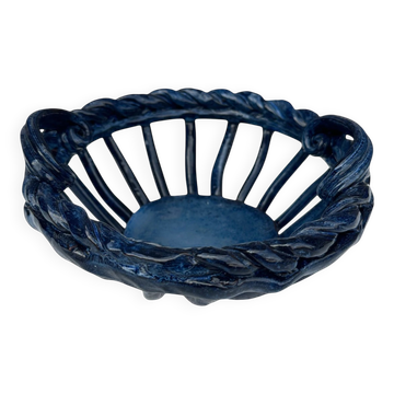 Vide-poche artisanal en terre cuite bleu
