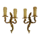 Old pair of wall sconces with double fires in real bronze, acanthus leaf. Year 50