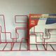 Paire de porte vinyles métal rouge