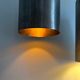 Pair of vintage brushed metal pendant lamps, France 1960