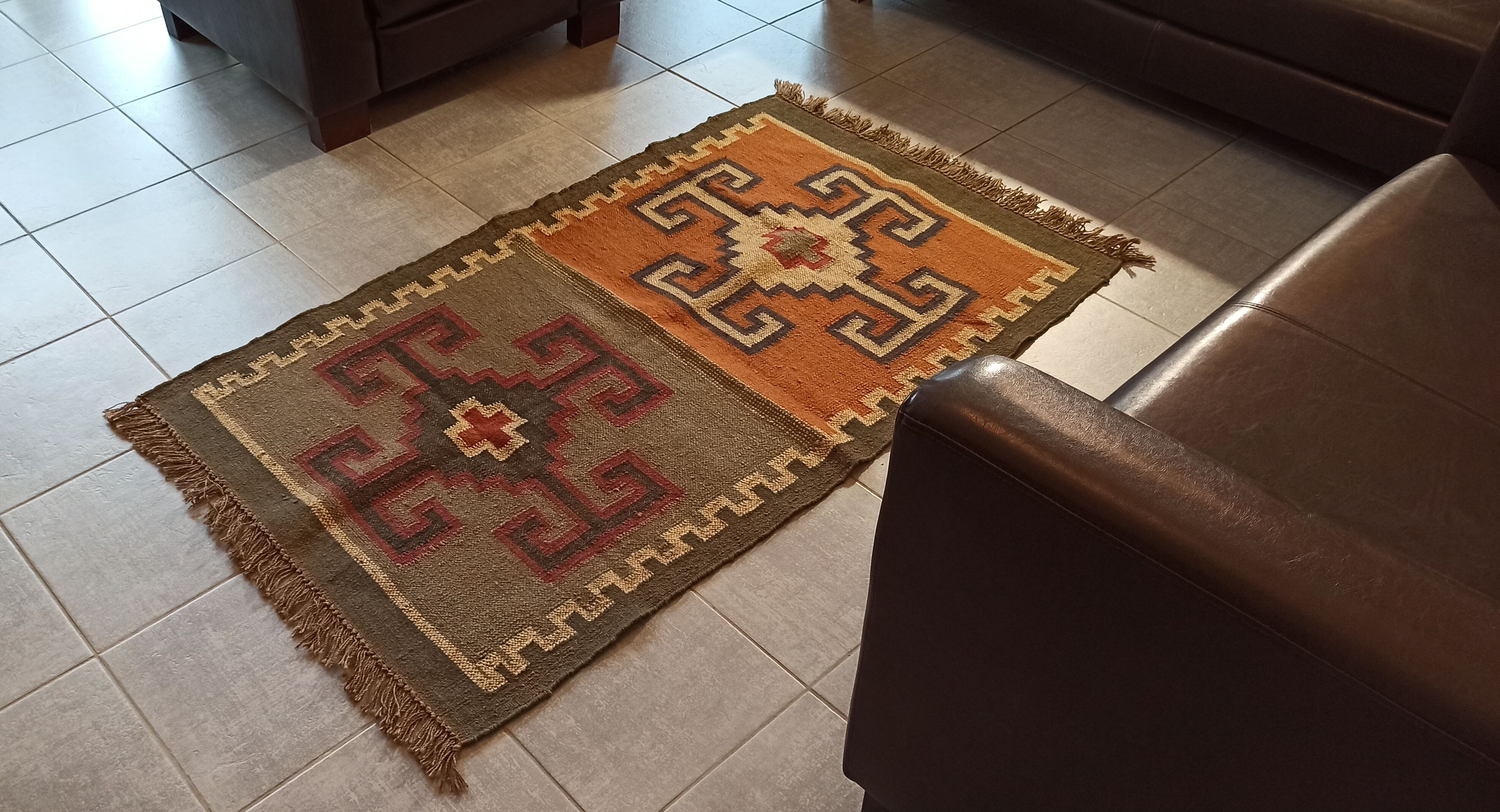 Tapis Kilim en coton et toile de jute - 90cm x 160cm
