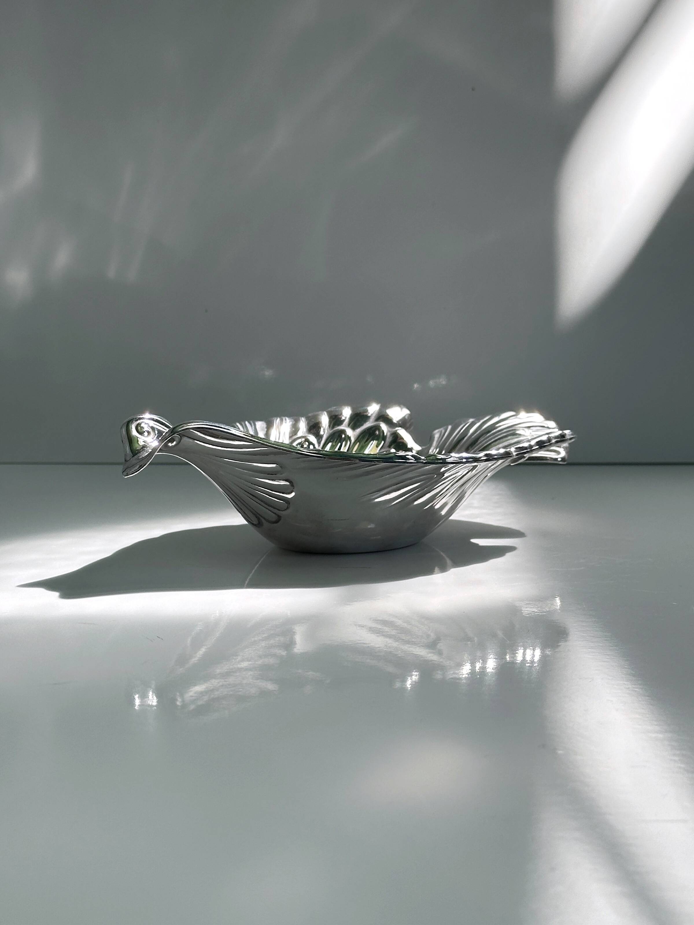 1970s Italian silver plated dove bowl