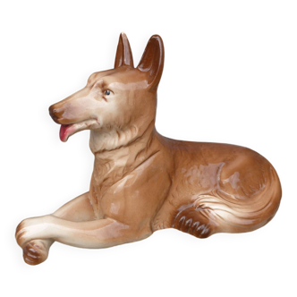 St Clement ceramic wolf dog statue