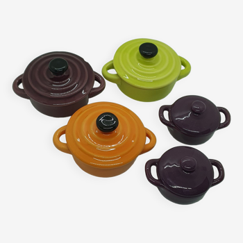 Lot de 5 ramequins avec couvercle façon mini cocotte