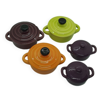 Lot de 5 ramequins avec couvercle façon mini cocotte