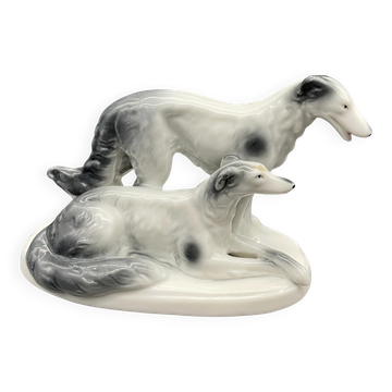 Deux lévriers Barzoï en porcelaine – Carl Scheidig, Allemagne – 1906–1