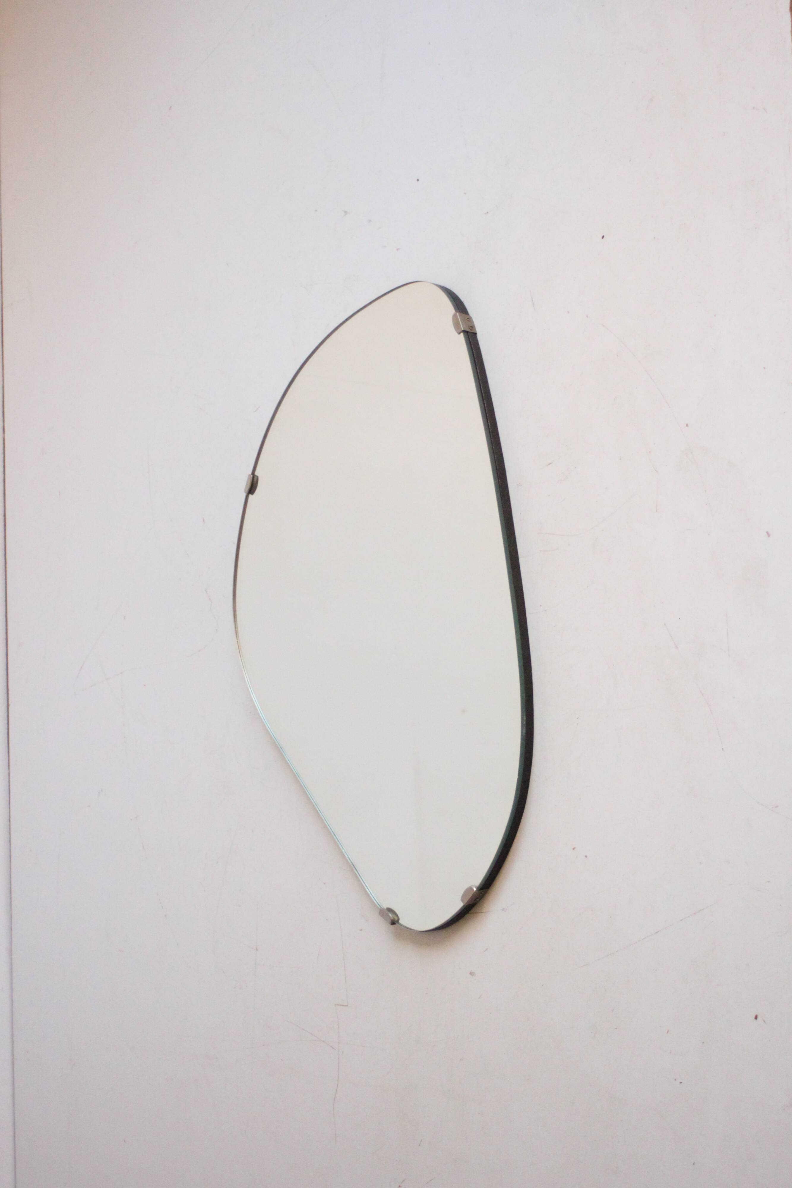 Vintage organic mirror, kidney shaped, Belgium 1950s