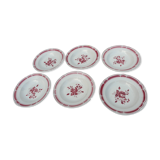 Set de. 6 assiettes creuses art déco fleurs rouge badonviller