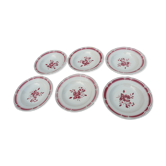 6 hollow plates art deco red flowers badonviller