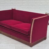 1960s, Danish velour 2 seater drop arm sofa, velour, original condition.