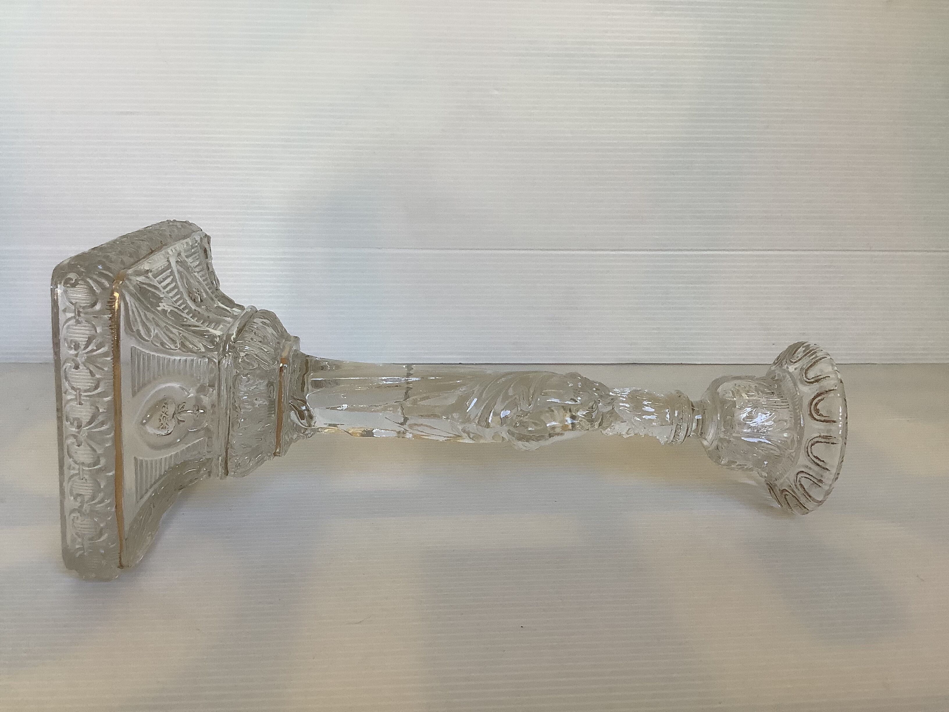 Antique moulded glass candlestick