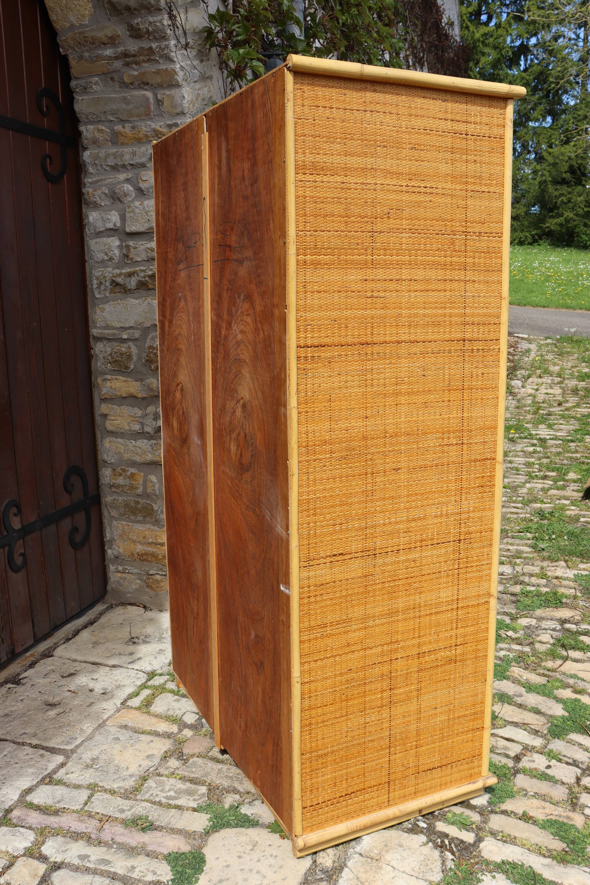 Two-door rattan wardrobe by Dal Vera