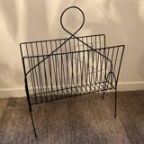 Vintage black wired metal magazine holder