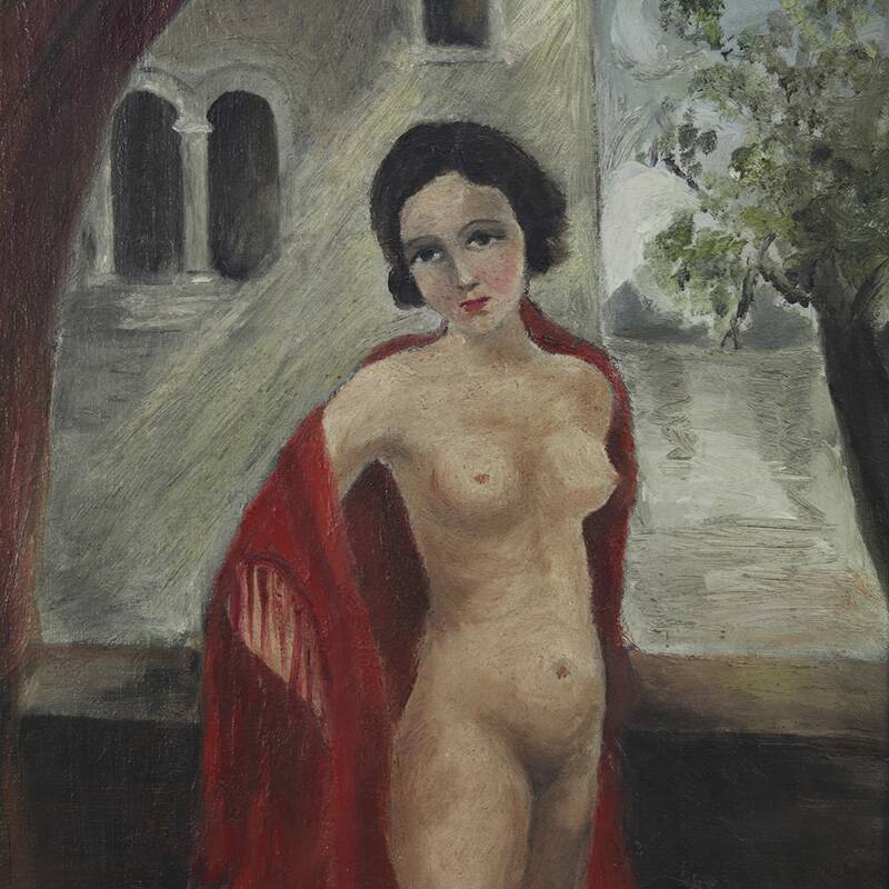 Folk Art Nude Painting Oil on Canvas 1936