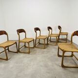6 Baumann Bémol sled chairs in cane