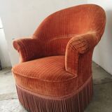 Orange velvet toad armchair
