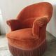 Fauteuil crapaud en velours orangé