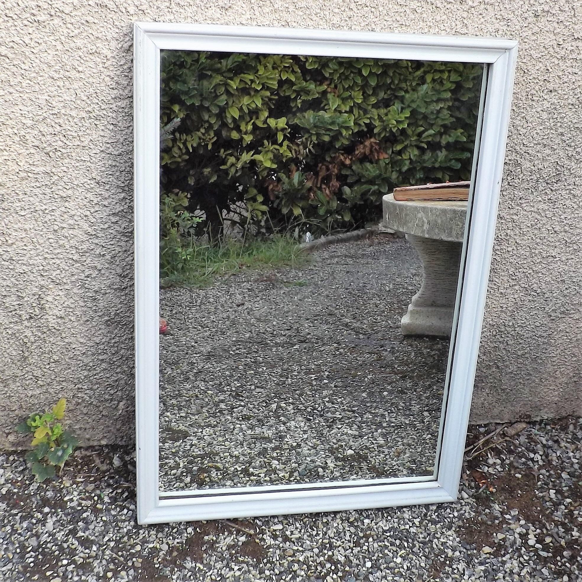 Vintage mirror in a frame made of oak wood patina gray painted 50x703cm