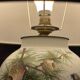 Napoleon III lamp in white opaline glass with bird decoration from the late 19th century