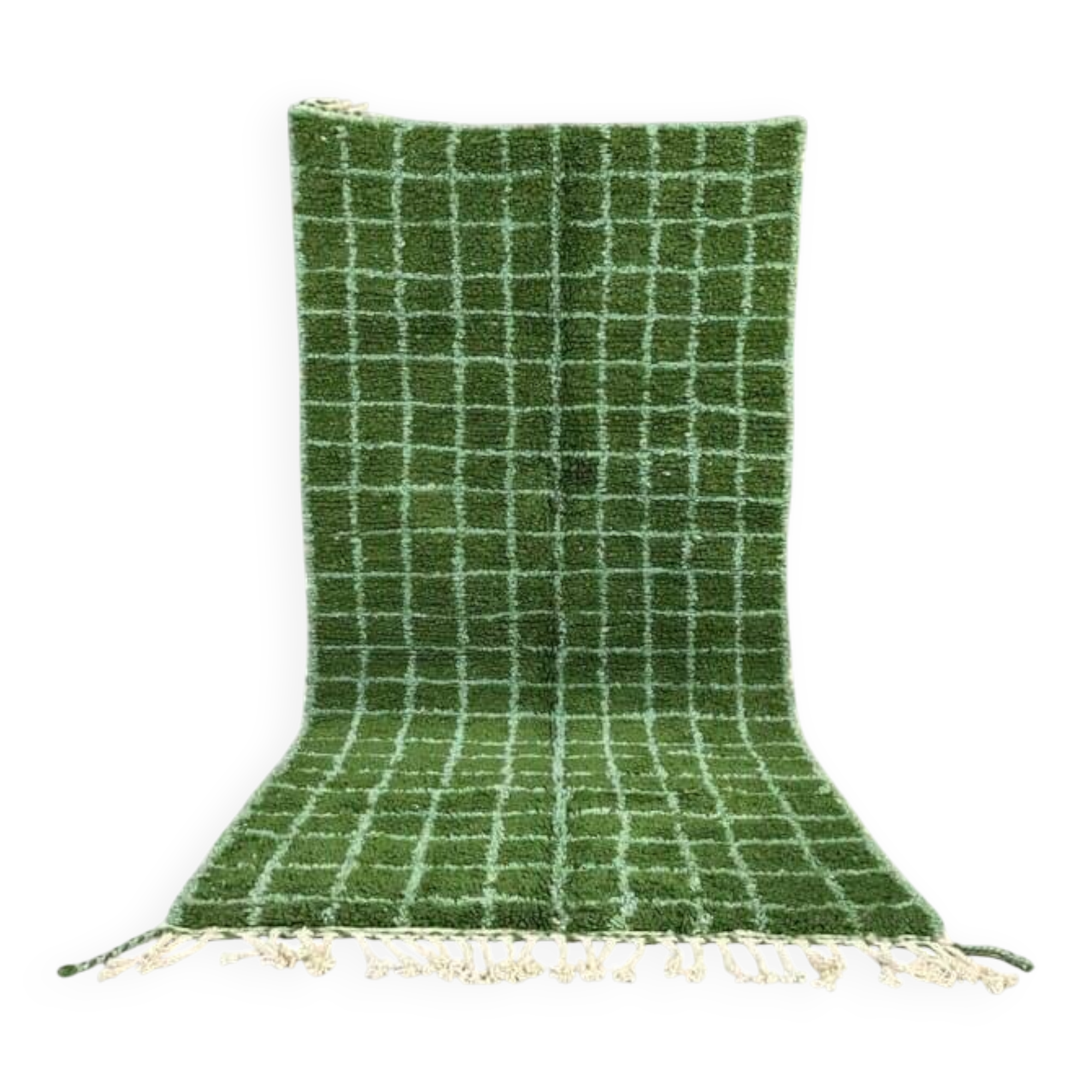 Square green Beni Ouraine Berber rug, size 160 x 240 cm