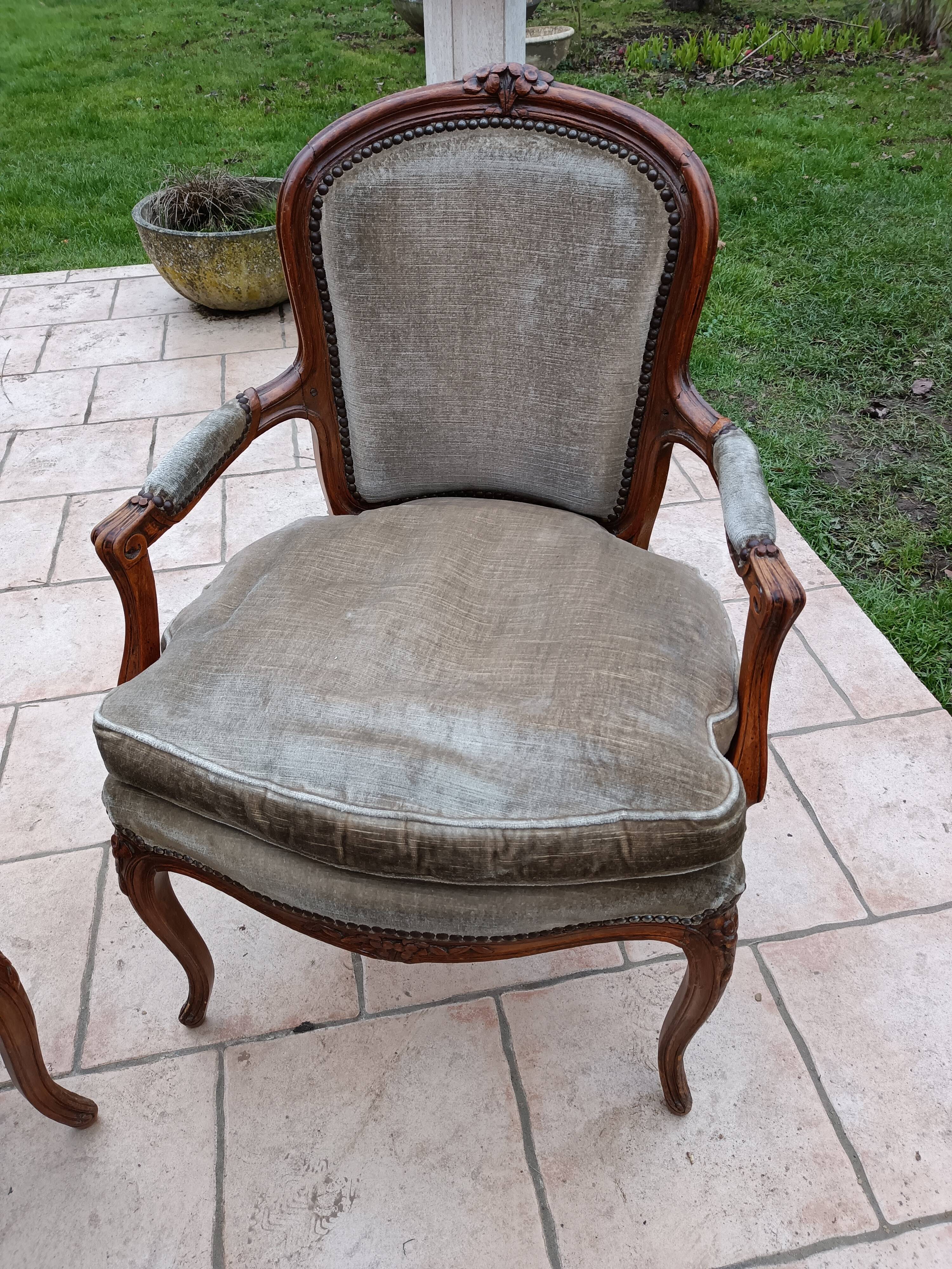 Pair of antique armchairs style Louis XV late XIXth