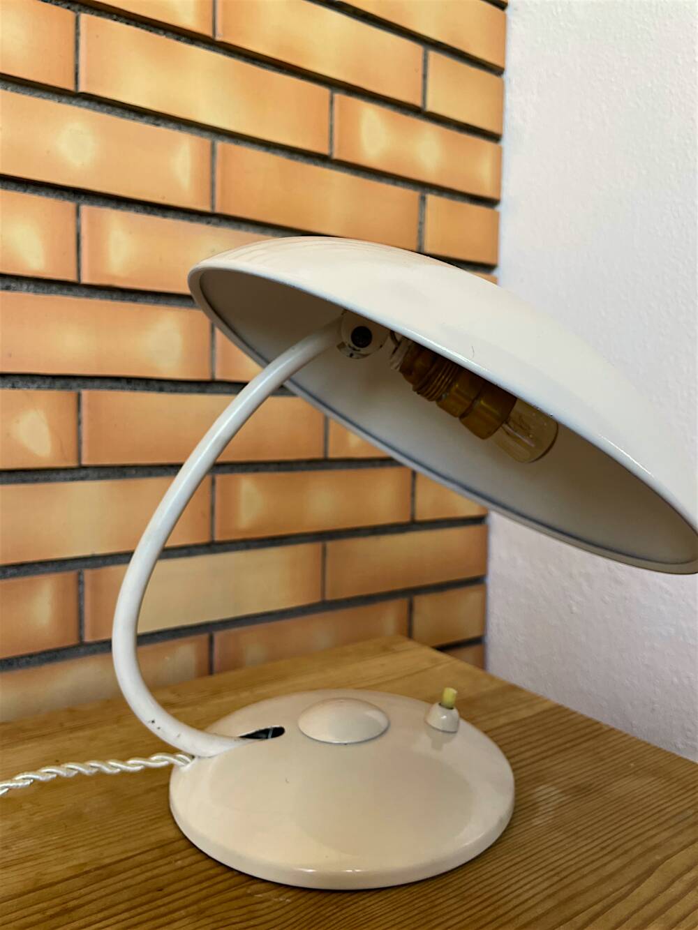 Original Bauhaus white desk lamp by Helo Leuchten