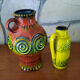 Pair of vases 1970's fat lava retro design mid century