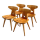Set of 4 solid pine chairs. Designed by Jacob Kielland-Brandt for I. Christiansen, Denmark, 1960s.