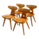 Set of 4 solid pine chairs. Designed by Jacob Kielland-Brandt for I. Christiansen, Denmark, 1960s.