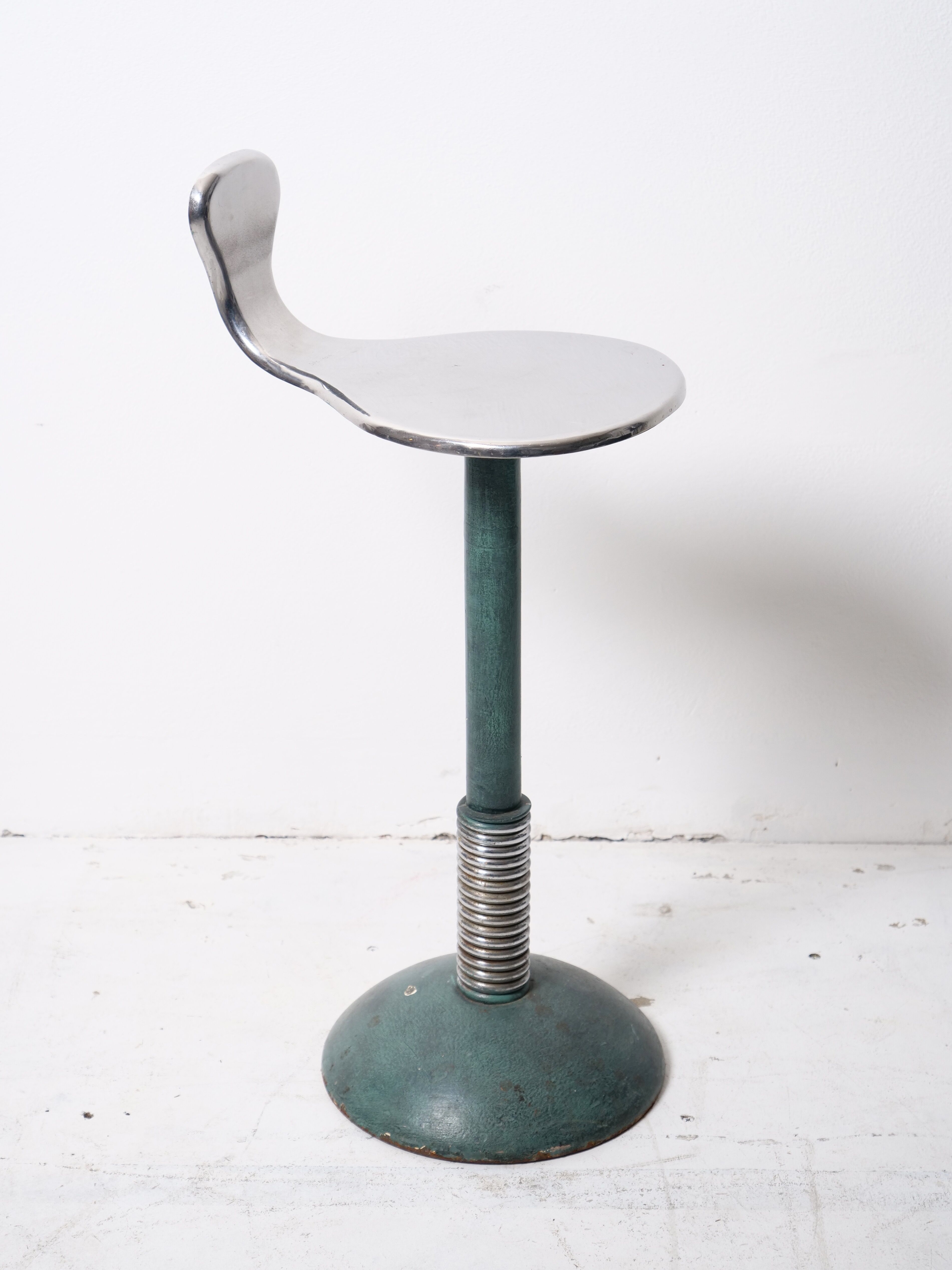 Active seated stool on vintage art deco spring