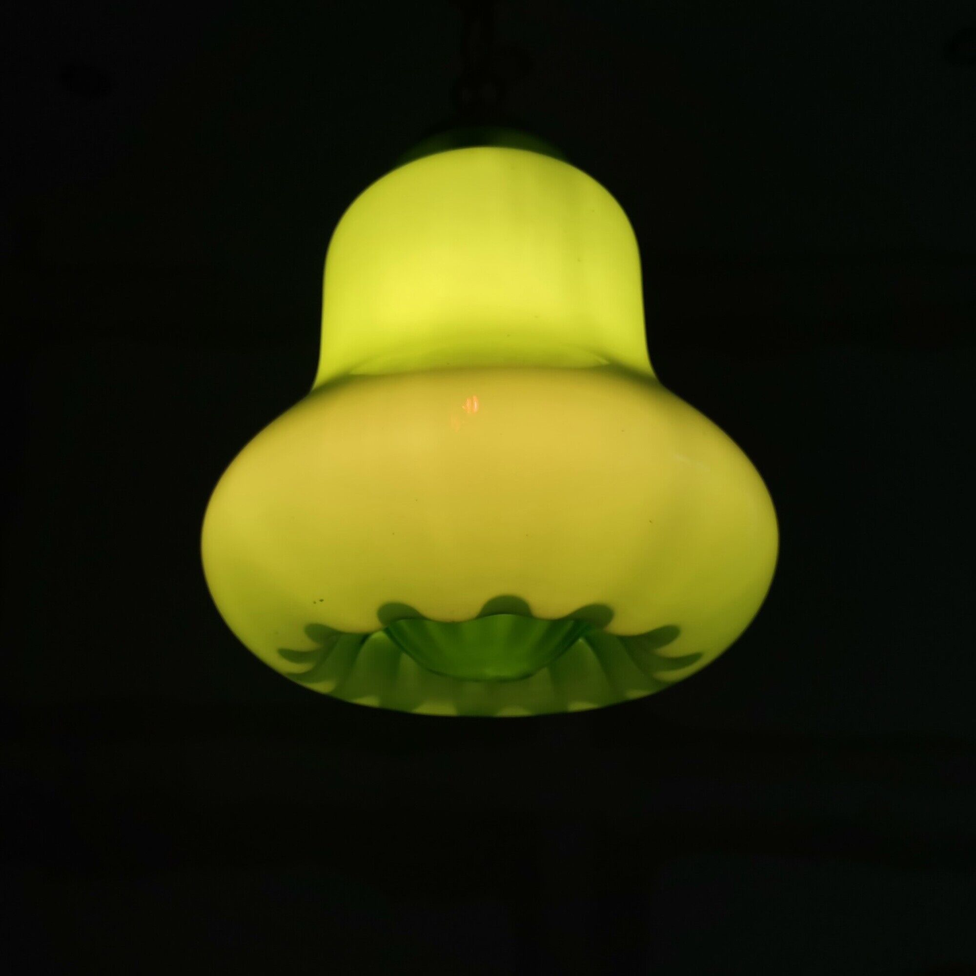 Mid-century portuguese green opaline glass hanging lamp 1960s