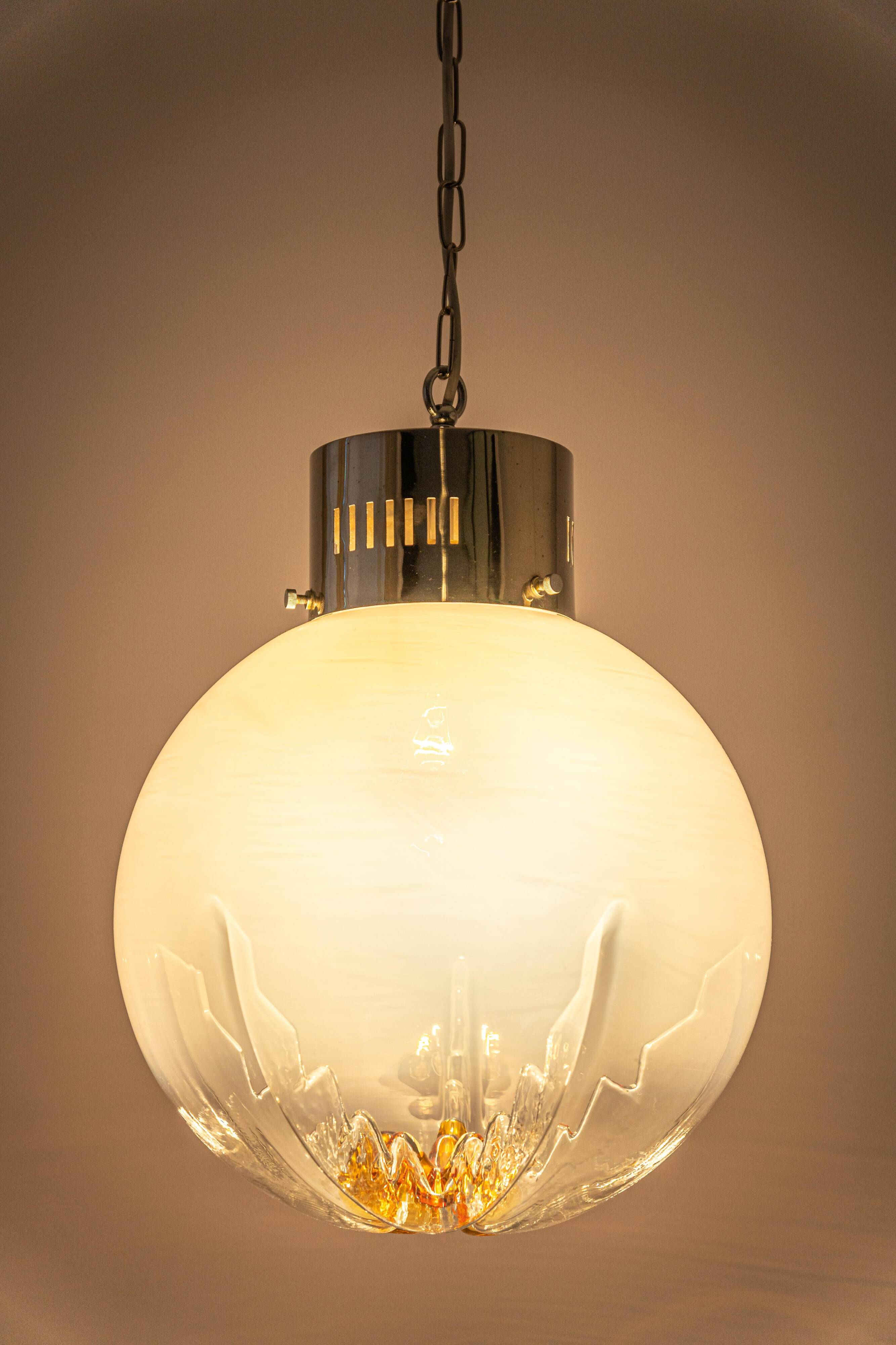 Suspended chandelier large Sputnik ball Murano, VeArt, Italy, 1970s