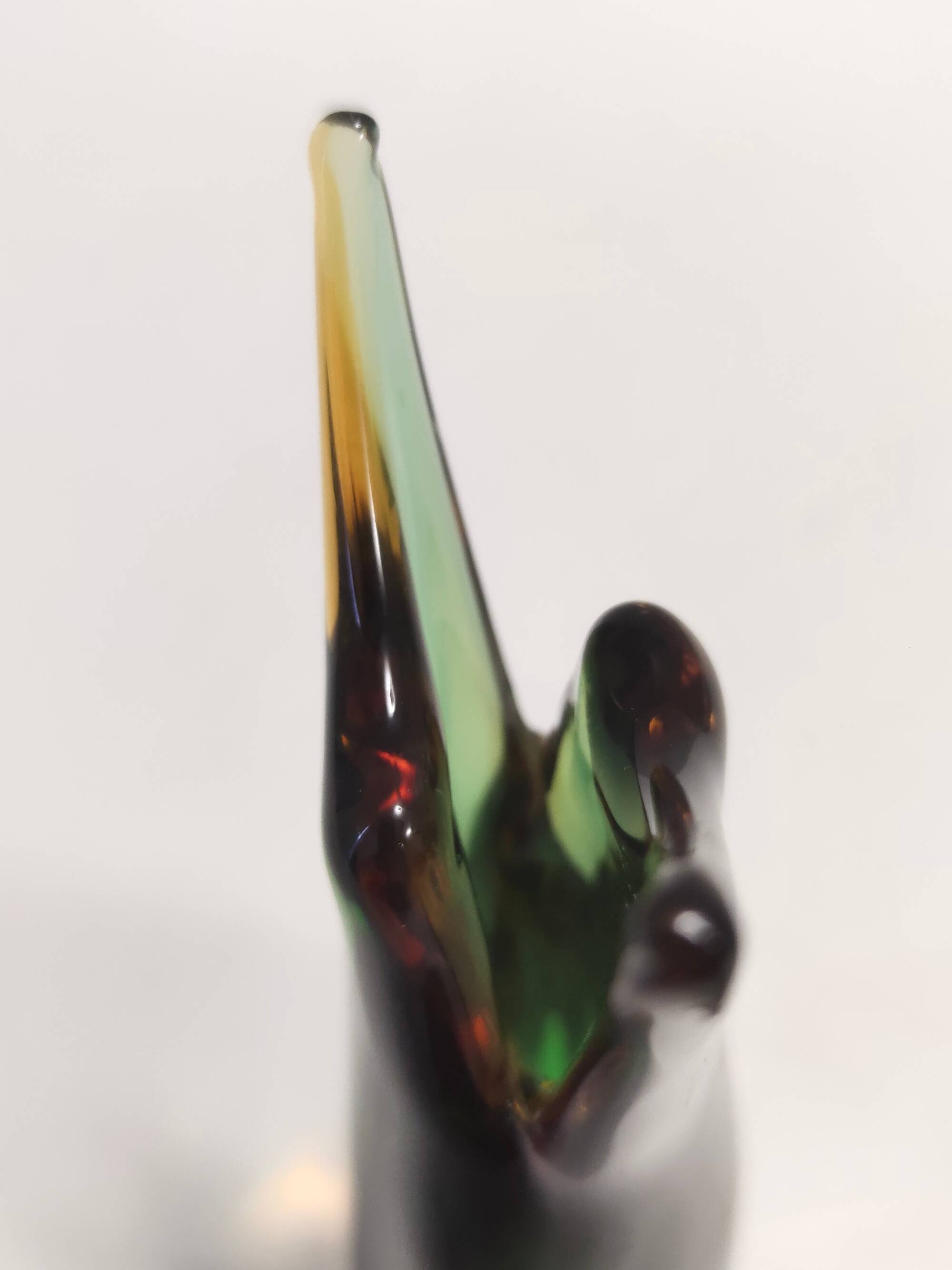Vintage Green and Orange Sommerso Murano Glass Vase by Flavio Poli, Italy