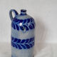 Blue stoneware bottle from Alsace, Schmitter pottery, Betschdorf.