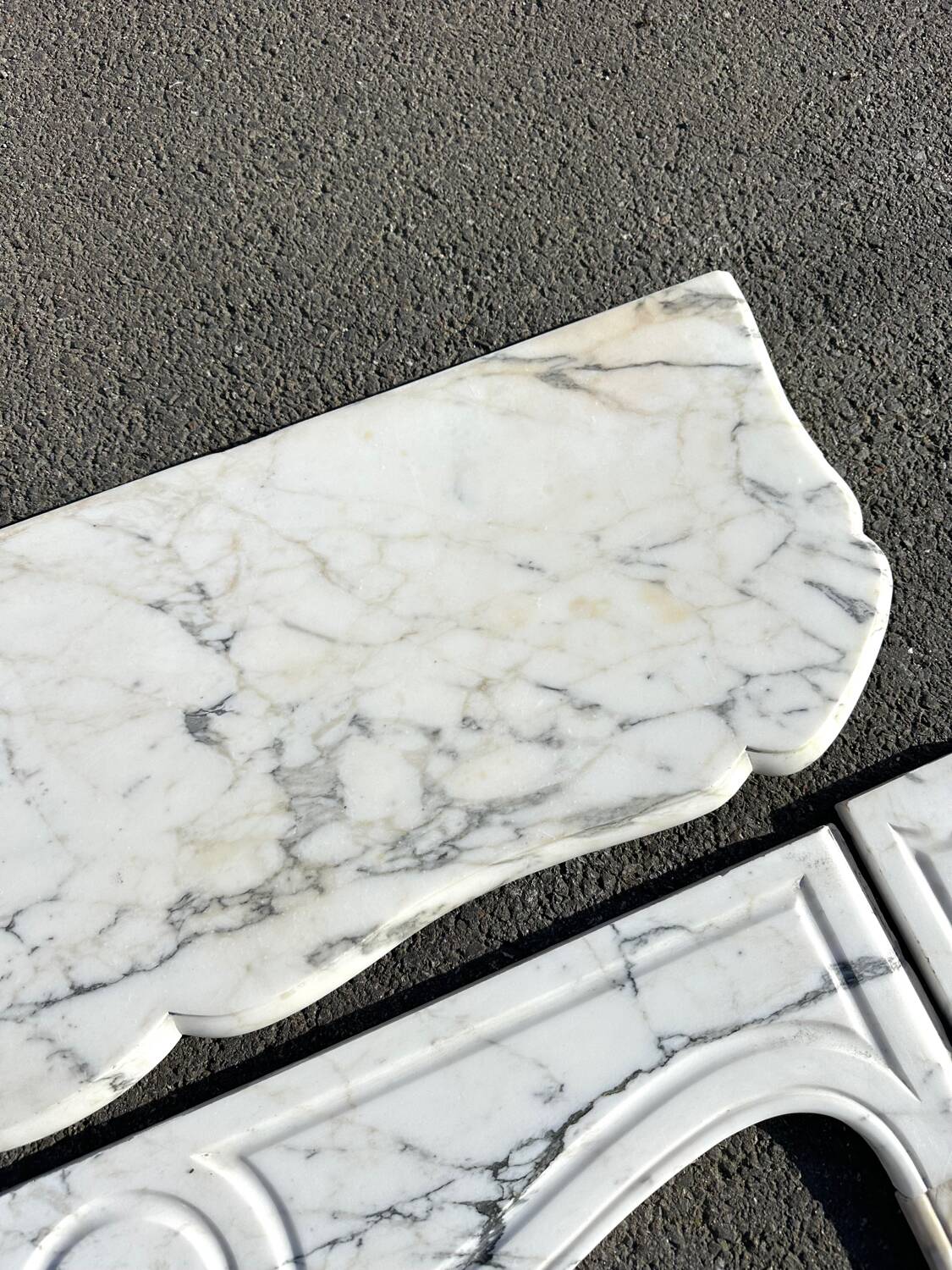 Paonazzo white marble Louis-style flat fireplace