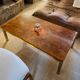 Coffee table - gold metal base with a beautiful patina