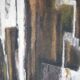 Abstract painting signed Besson Eric, canvas on wooden panel, wall decoration.