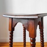 Antique turned wood spool stand