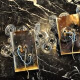 Pair of oscar torlasco wall lamps, murano glass, italy, 1970