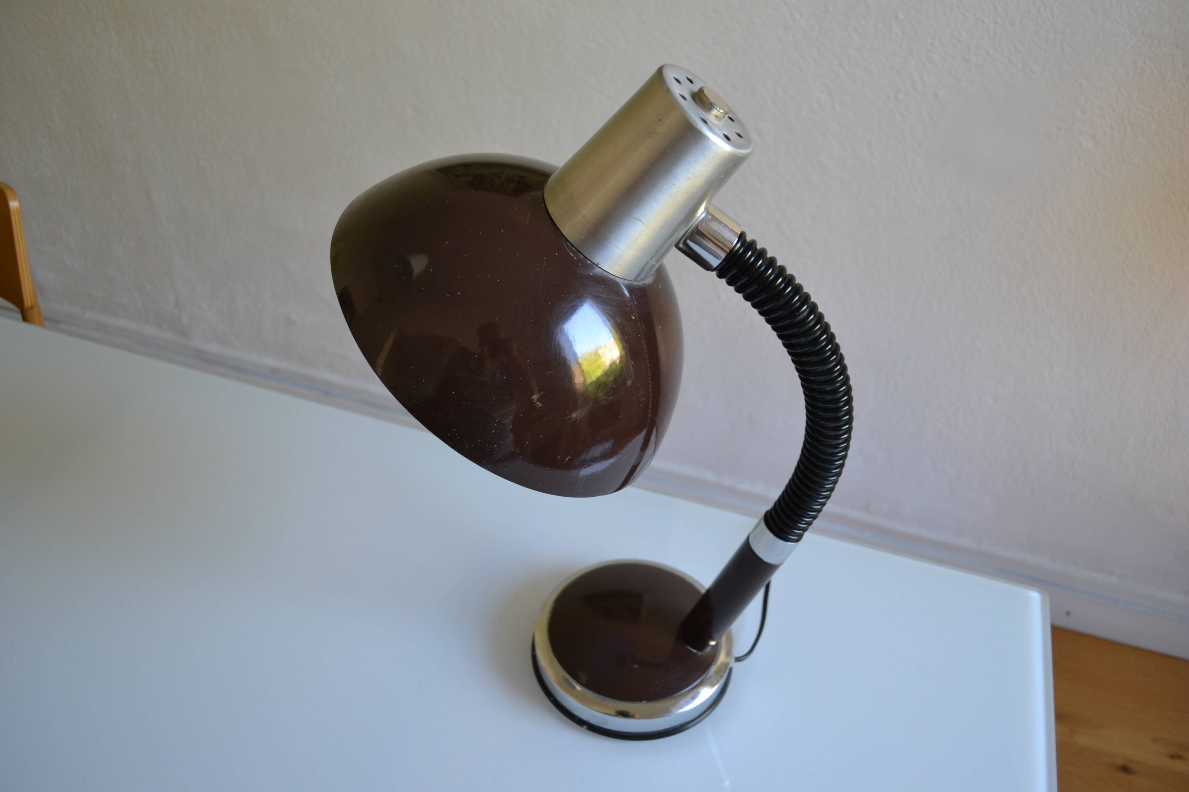 Vintage desk lamp France brown 70s 1970